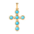 AA Amerikanischer, natürlicher Sleeping Beauty Türkis Kreuz Anhänger, 925 Silber 750 Gelbgold Vermeil ca. 0.72 ct