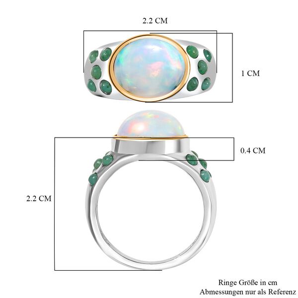 AA Nat&uuml;rlicher, &auml;thiopischer Welo Opal, Smaragd Ring 925 Silber rhodiniert (Gr&ouml;&szlig;e 19.00) ca. 2,89 ct image number 7