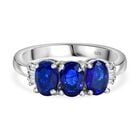 Blauer Spinell, Weißer Diamant Ring 925 Silber rhodiniert (Größe 20.00) ca. 1,59 ct