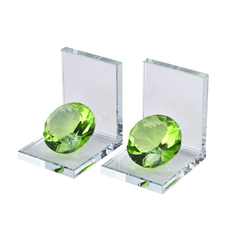 Kristall Buchstützen, Format 10.5x13cm, grün und transparent image number 0