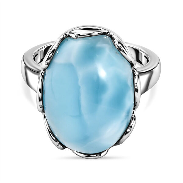 D'Joy Larimar Ring 925 Silber rhodiniert (Gr&ouml;&szlig;e 19.00) ca. 13,99 ct