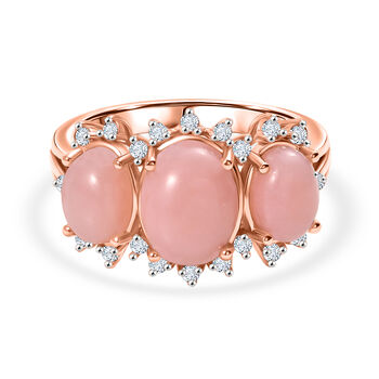 D'Joy AA Rosa Opal und Zirkon Ring - 3,18 ct.