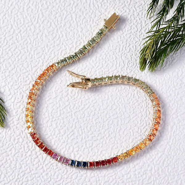 AAA mehrfarbiges Saphir 19cm Armband in 585 Gold - 8,26 ct. image number 2