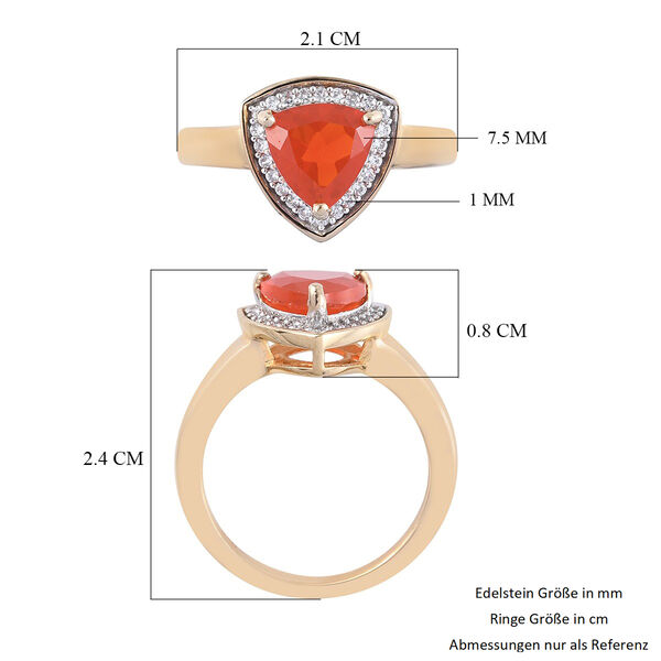 Purpurroter Feuer Opal und Zirkon Solit&auml;r Ring 925 Silber Vermeil image number 4