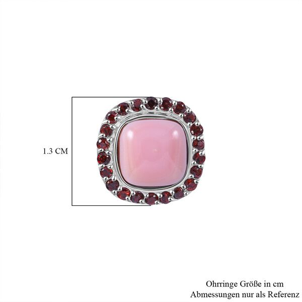 AAA Rosa Königsmuschel Perle und rote Granat Ohrringe image number 5