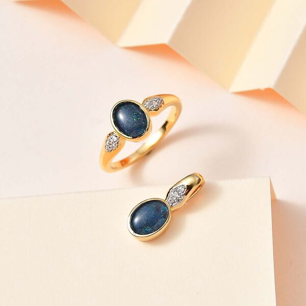 Boulder Opal Triplett und Zirkon Schmuckset - 2 ct. image number 2