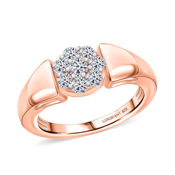 LUXURIANT SGL zertifizierter SI-GH Labor Diamant Ring, 925 Silber 750 Ros&eacute;gold Vermeil - 0,50 ct.