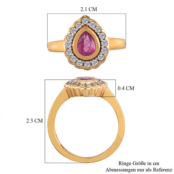 Premium Ilakaka rosa Saphir und Zirkon Ring, 925 Silber vergoldet image number 7