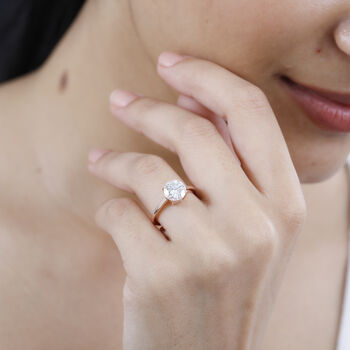 Moissanit Ring, 925 Silber 750 Ros&eacute;gold Vermeil - 1,73 ct.