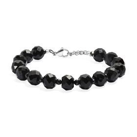 Schwarzes Glasachat und schwarzes Spinell 19cm Armband - 90 ct.