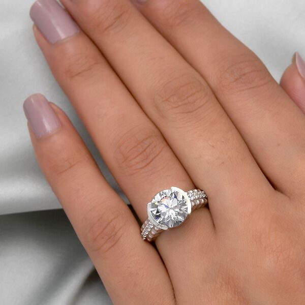 LUSTRO STELLA Hergestellt mit ZIRKONIA Ring 925 Silber Platin-&Uuml;berzug image number 3