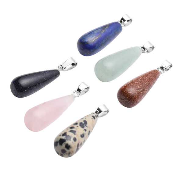 6er-Set, mehrfarbige Edelstein-Anh&auml;nger, silberfarben ca. 72,00 ct image number 3