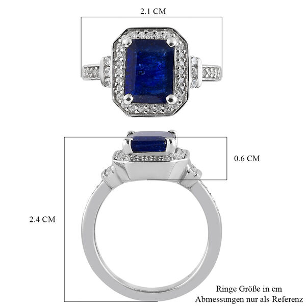 Masoala Saphir und Zirkon Halo Ring, 925 Silber platiniert, 3,75 ct. image number 7