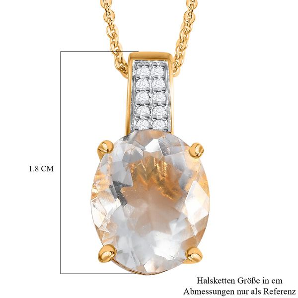 Mexikanischer nat&uuml;rlicher Hyalit Opal und Moissanit Anh&auml;nger mit Kette, 925 Silber Gelbgold Vermeil ca. 2.73 ct image number 6