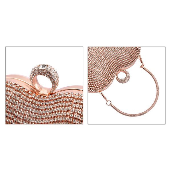 Herzf&ouml;rmige Clutch mit Kristallen, 15x16cm, Ros&eacute; image number 5