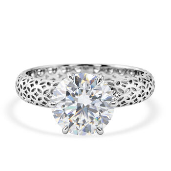 D'Joy Moissanit Ring 925 Silber Rhodiniert (Gr&ouml;&szlig;e 17.00) ca. 2,19 ct