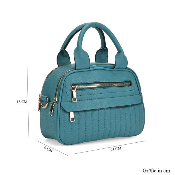 Crossbody-Tasche mit mehreren Reißverschlussfächern und abnehmbarem Gurt, 25x9x18cm, Türkis image number 7