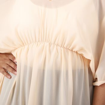 V-Ausschnitt Chiffon Top, Beige