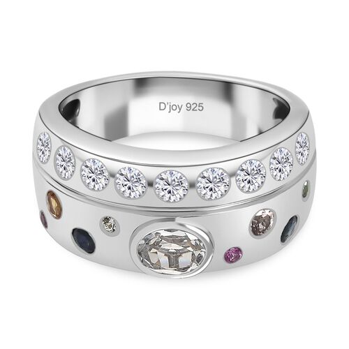 D joy AAA Premium Malagasy Regenbogen Mondstein, Mehrfarbiger Saphir Celestial Rainbow Ring 925 Silber rhodiniert (Größe 21.00) ca. 1.35 ct image number 0