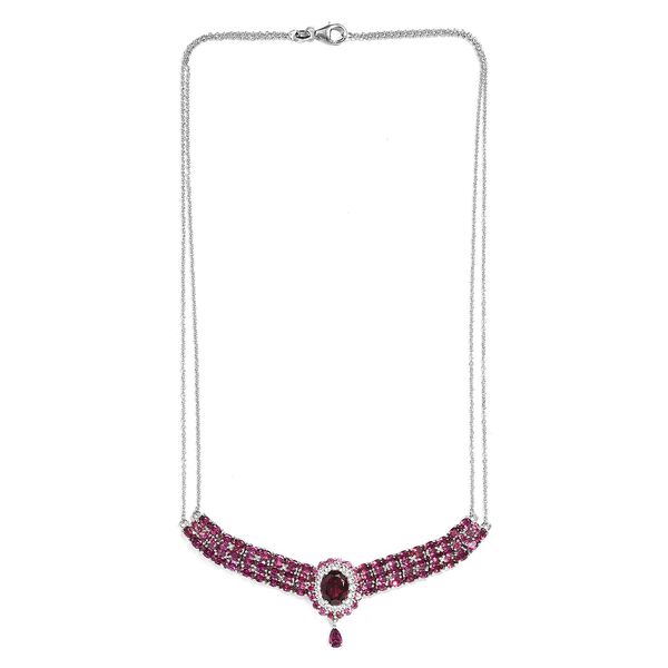 Rhodolith Granat-Collier, ca. 45 cm, 925 Silber platiniert ca. 17.57 ct image number 5