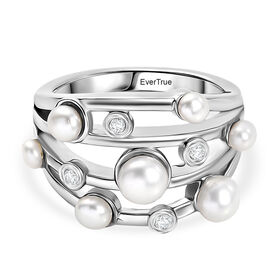 EVER TRUE Süßwasser Perle (5-5.5 mm) Ring Nickelfreies Messing (Größe 18.00), Silberfarben