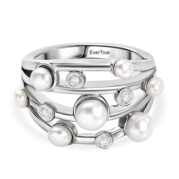 EVER TRUE S&uuml;&szlig;wasser Perle (5-5.5 mm) Ring Nickelfreies Messing (Gr&ouml;&szlig;e 18.00), Silberfarben