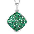 Kagem sambischer Smaragd-Anhänger mit Kette, 925 Silber platiniert ca. 4.47 ct