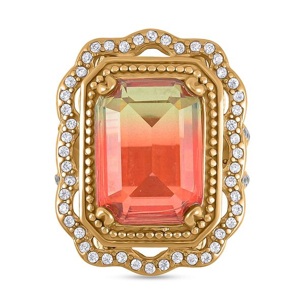 Kristall, Weißer Zirkonia Ring, Reiner Edelstahl vergoldet, (Größe 16.00) image number 4