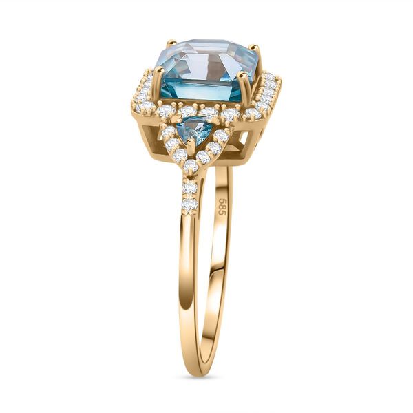 AAA blauer Zirkon und Diamant-Ring in 585 Gold - 5,05 ct. image number 4