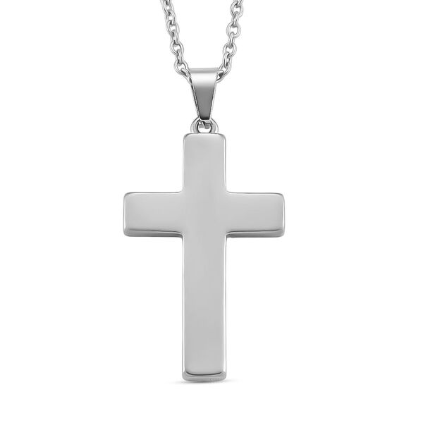 Kreuz Anh&auml;nger mit Kette, Reiner Edelstahl, ca. 50 cm, Silberfarben image number 4