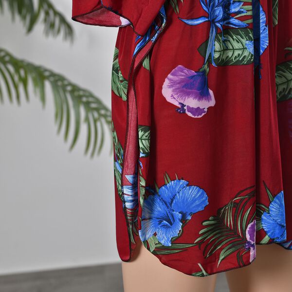 Kurzärmeliges, tailliertes Top, Rot image number 6