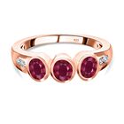 Afrikanischer Rubin (Fissure gef&uuml;llt), wei&szlig;er Zirkon Ring, 925 Silber ros&eacute;vergoldet, (Gr&ouml;&szlig;e 17.00) ca. 1.53 ct