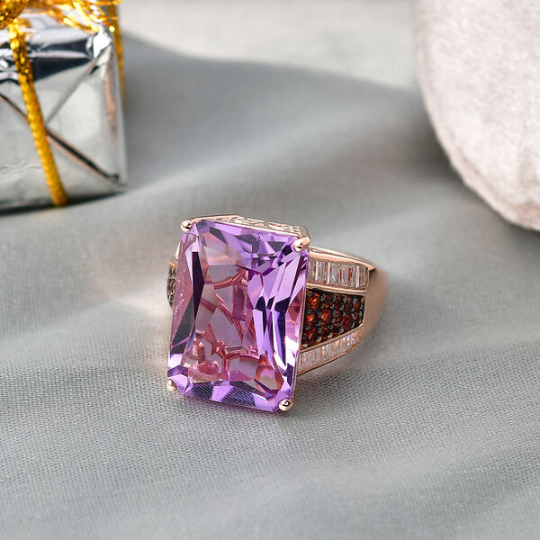 D'Joy Rose De France Amethyst, Moissanit und Mosambik Granat Ring - 17,15 ct. image number 1