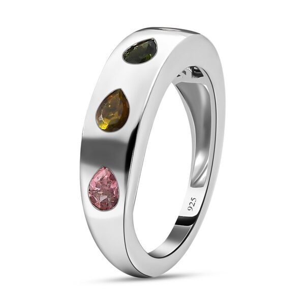 Natürlicher mehrfarbiger Turmalin Ring, 925 Silber platiniert (Größe 20.00) ca. 0.73 ct image number 5