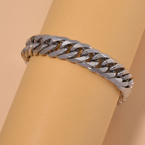 Panzerarmband, Hochglanzpoliert, Reiner Edelstahl, Silberfarben, ca. 21 cm ca. 43,00g image number 1