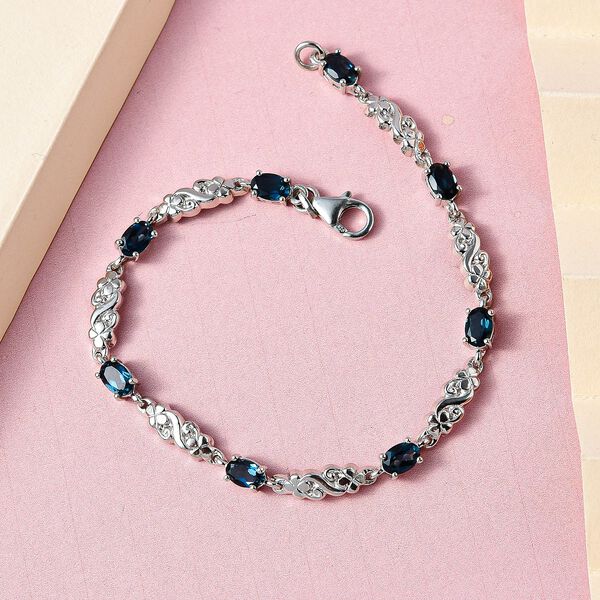 London Blau Topas Armband, ca. 19 cm, 925 Silber platiniert ca. 4.32 ct image number 2