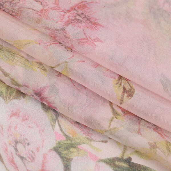 LA MAREY 100% Maulbeerseiden Schal, Rosa mit floralem Muster image number 4