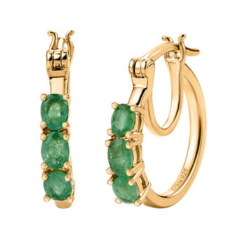 D'Joy Socoto Smaragd Ohrringe 925 Silber 750 Vergoldet ca. 0.94 ct