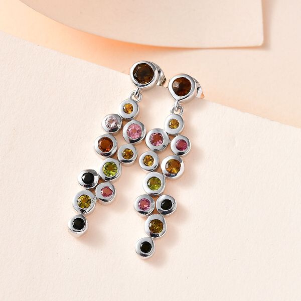 Mehrfarbige-Turmalin Ohrringe, 925 Silber platiniert, ca. 1.37 ct image number 2