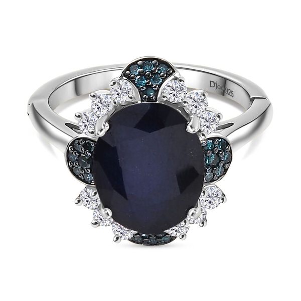 Masoala Saphir, blauer Diamant und Zirkon Ring und Anhänger mit 50cm Kette image number 9