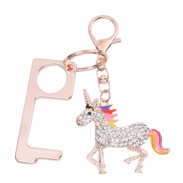 Schwarzer und Wei&szlig;er Kristall Einhorn-Schl&uuml;sselanh&auml;nger image number 0