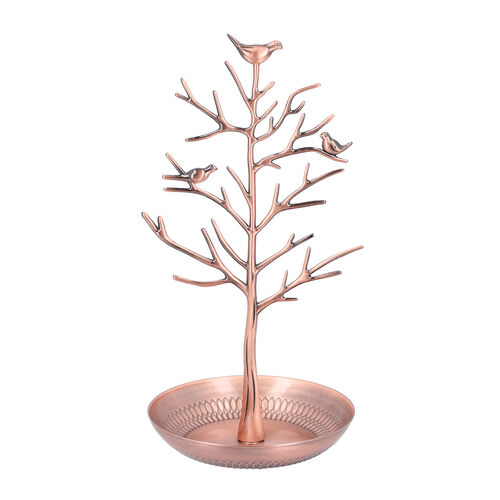 Antiker Vogel Baum Schmuckständer, Größe 15x30 cm, Bronze image number 0