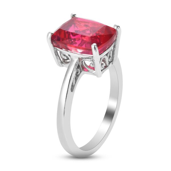 Rubelit-Triplett-Quarz Solitär Ring 925 Silber Platin-Überzug image number 5