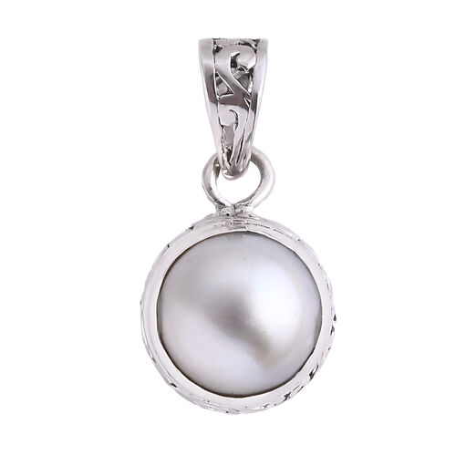 Royal Bali - Weiße Mabe Perle Anhänger 925 Silber Standard image number 0