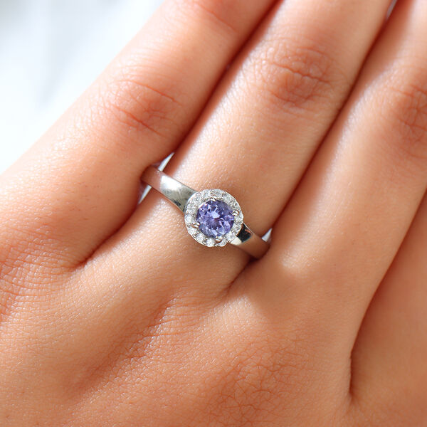 Tansanit und Zirkon Ring 925 Silber platiniert  ca. 0,80 ct image number 3