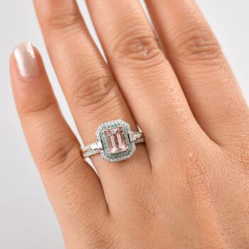 LUXORO zertifiziert und gepr&uuml;ft AAA Rosa Morganit, Paraiba Turmalin und Diamant Ring in 585 Ros&eacute;gold - 1,87 ct.