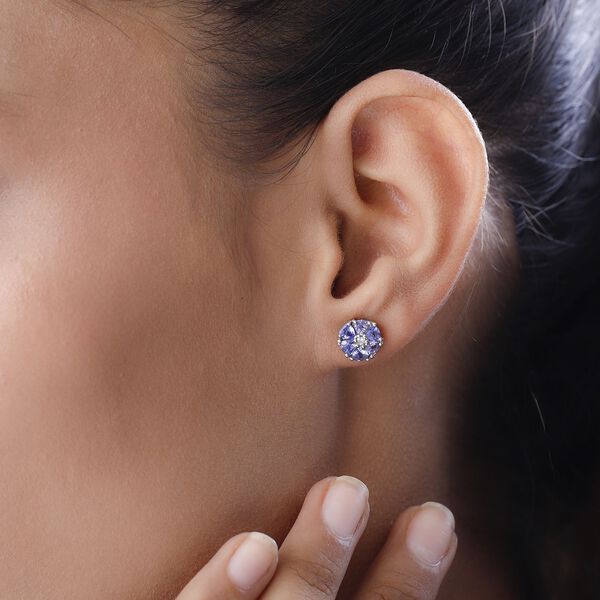 Blumenpracht Tansanit und Zirkon Ohrringe image number 3