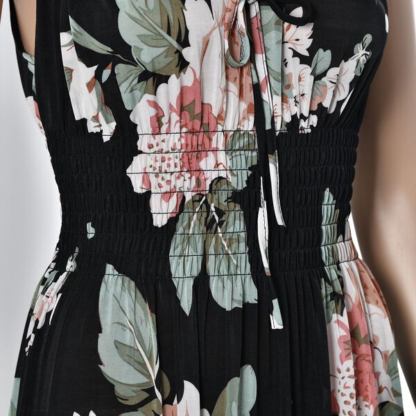 Maxikleid mit gesmokter Taille, Schwarz image number 6