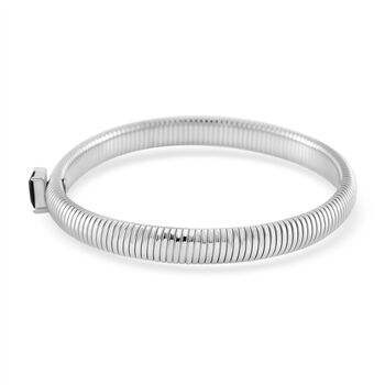 Schwarzes Kristall Armband, flexibel (ca. 18-19 cm), 316L Edelstahl, silberfarben