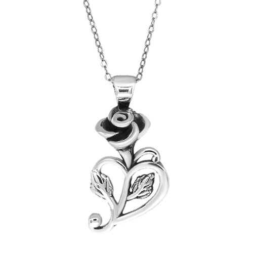 Rosenanhänger Anhänger mit Kette, 925 Silber schwarz oxidiert ca. 4,30g image number 0